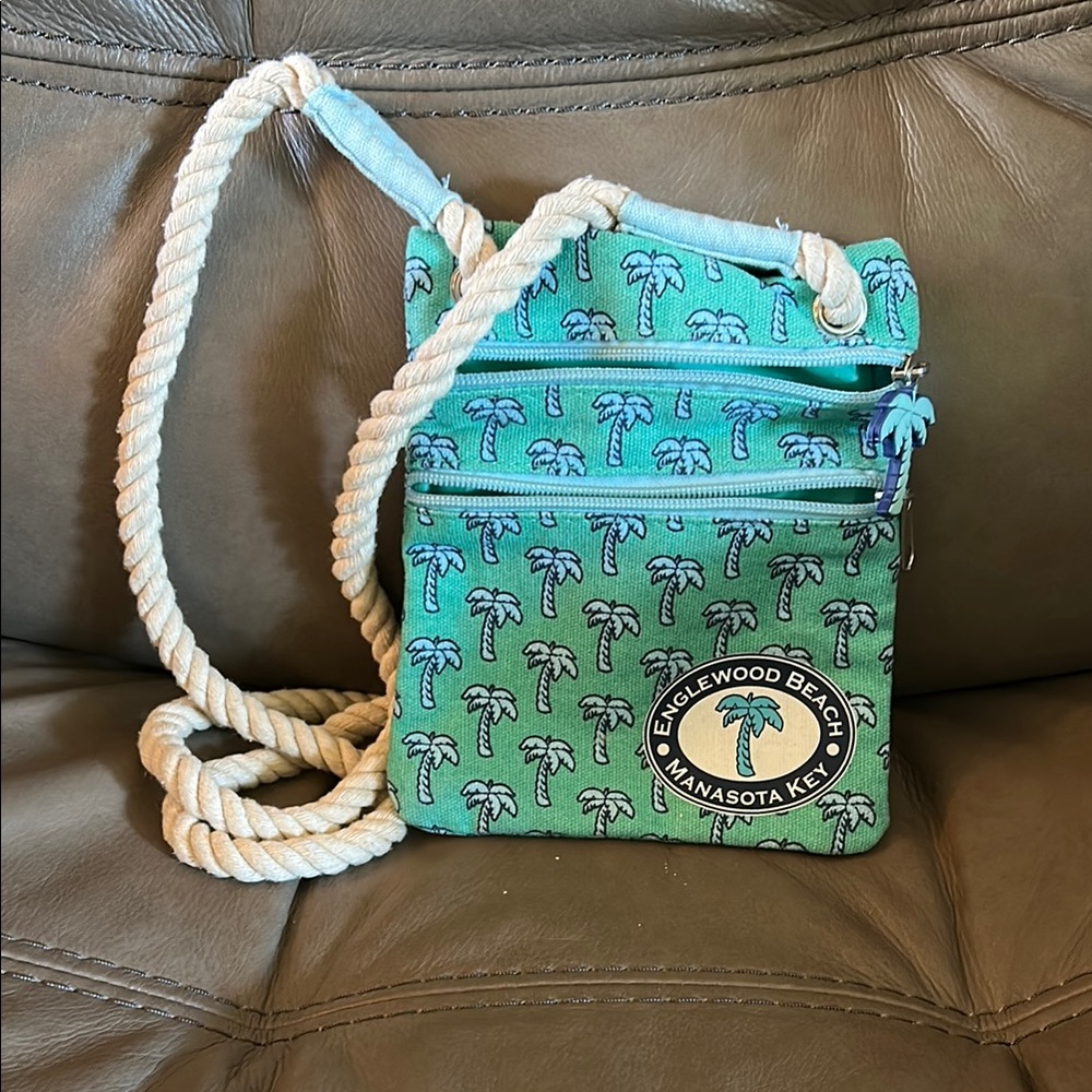 Palm Tree Crossbody Bag with Rope Strap